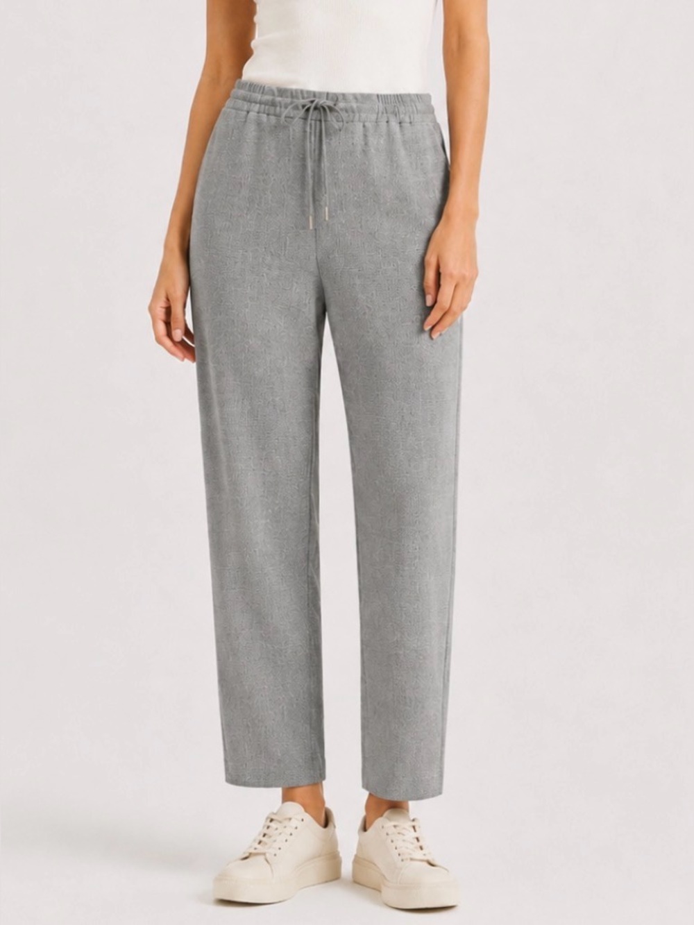 Zara Light Gray Drawstring Ankle Pants